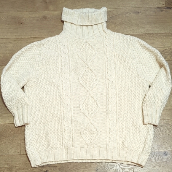 The Territory Ahead Wool Alpaca Sweater Jumper Womens Cream Chunky Knit Large - Picture 1 of 9